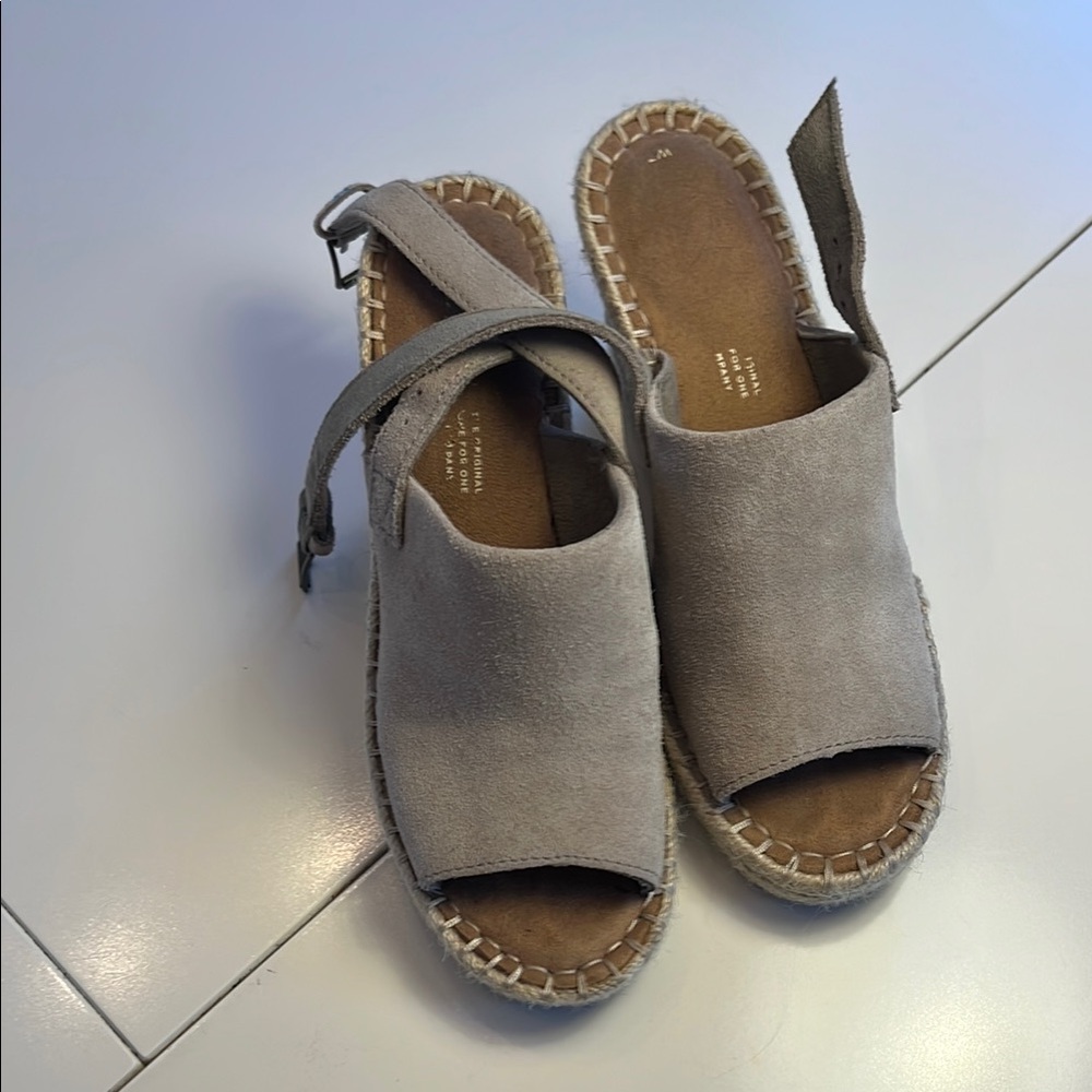 Toms Tan Suede Espadrille Sandals